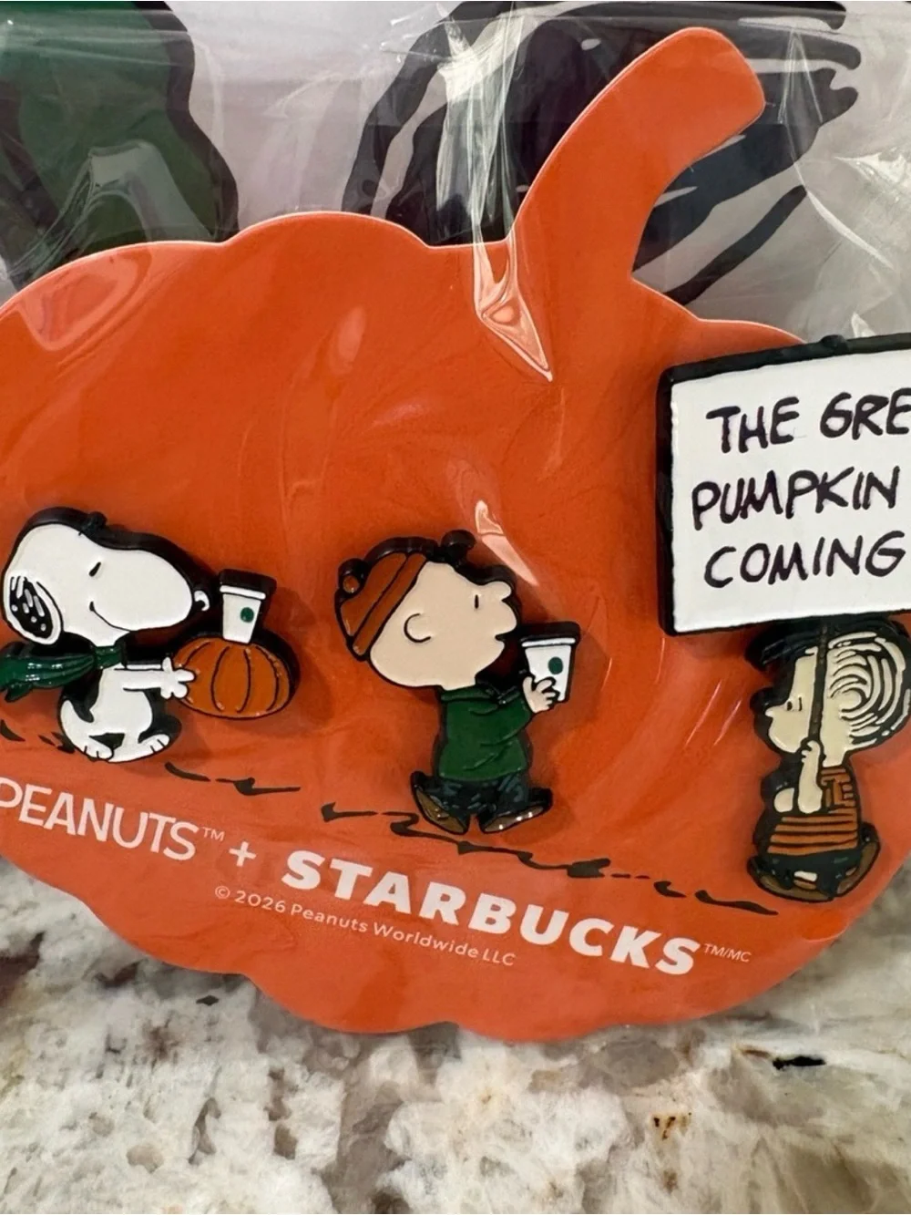 Starbucks Orange Peanuts Pumpkin Trick-or-Treat Sign